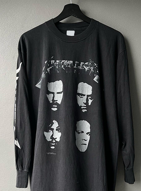 罕见水洗重磅破坏tee！METALLICA四脸高街Vintage长袖T恤