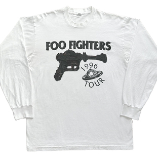 Foo Fighters1995同名专辑海报Vintage重磅水洗复古破洞长袖T恤