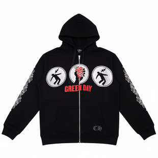 Green Day绿日乐队美式摇滚街头风重磅宽松落肩百搭小众开衫卫衣