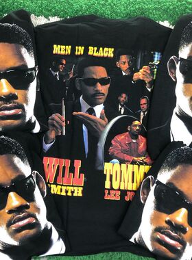 威尔史密斯1997歌曲Men in Black重磅短袖vintage加大码宽松T恤