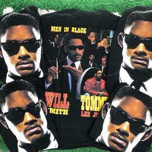 威尔史密斯1997歌曲Men in Black重磅短袖vintage加大码宽松T恤