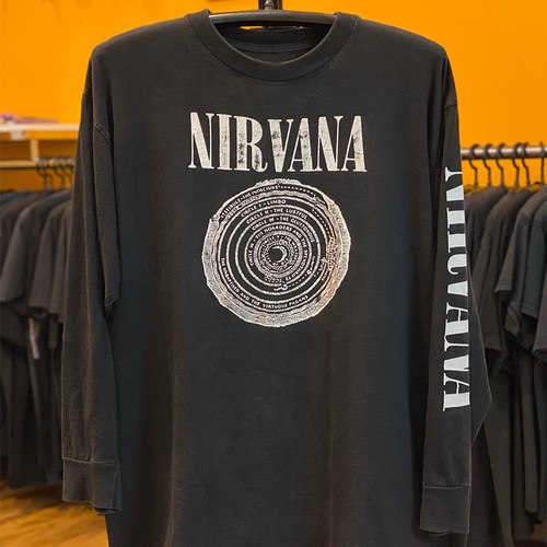 Nirvana！水洗破洞重磅tee！高街嘻哈Rap穿搭Vintage高街长袖T恤