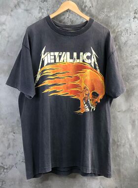 Metallica美国金属乐队复古休闲重磅oversize潮流小众别致短袖T恤