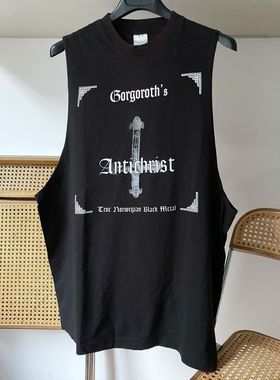 Gorgoroth恐怖裂缝挪威流行乐队暗黑风休闲宽松重磅砍袖背心