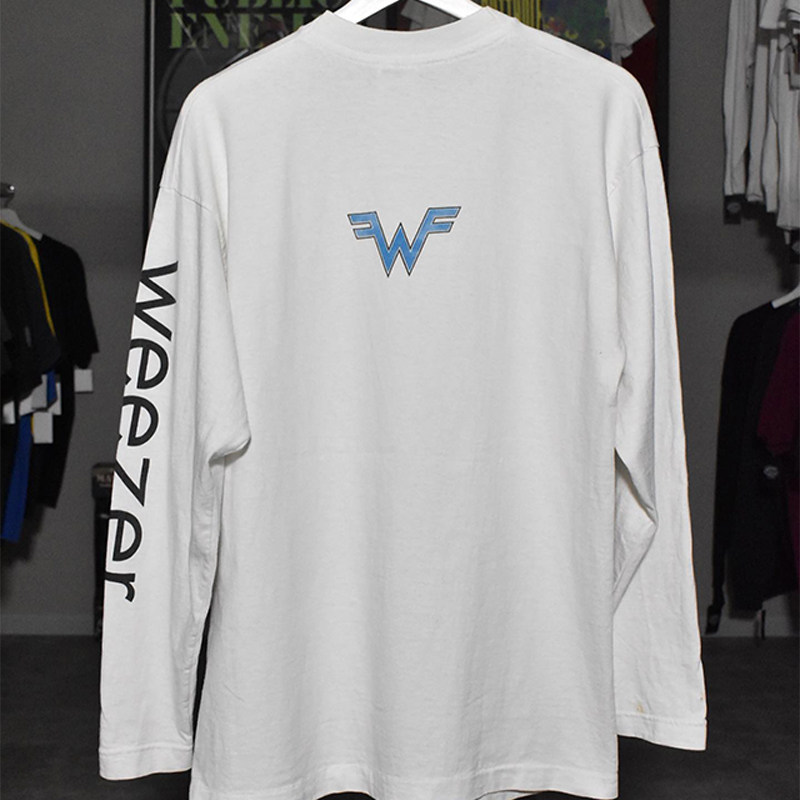WEEZER WITHER BUDDY HOLLY RETRO WASH HIP HOP ROCK HEAVY LONG-SLEEVED T-SHIRT