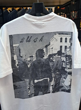 270g！经典白色款 Bush90s流行乐队纪念重磅vintage美式短袖T恤