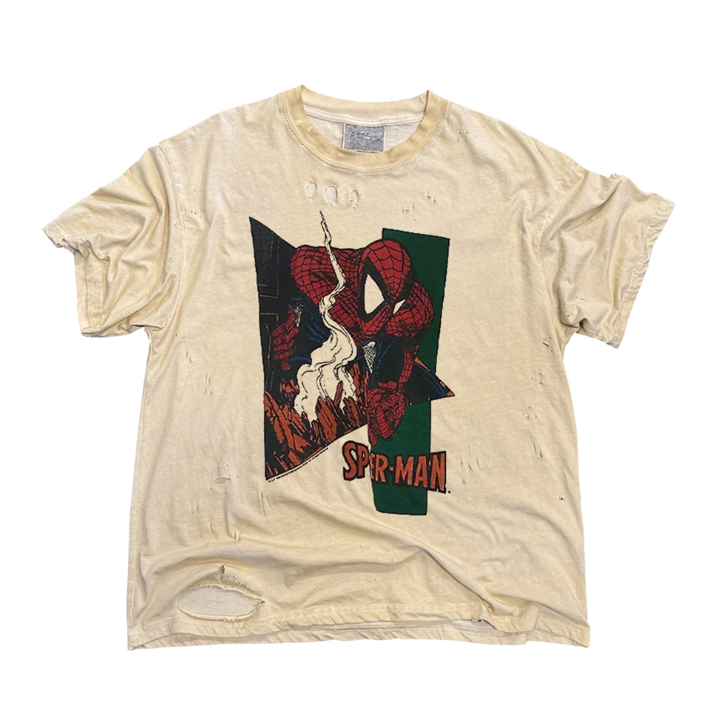 thumbnail for ICEVALLEY Marvel Spider-Man Hole Breakdown American Retro Cartoon Street Skateboard 180g Short Sleeve T-Shirt