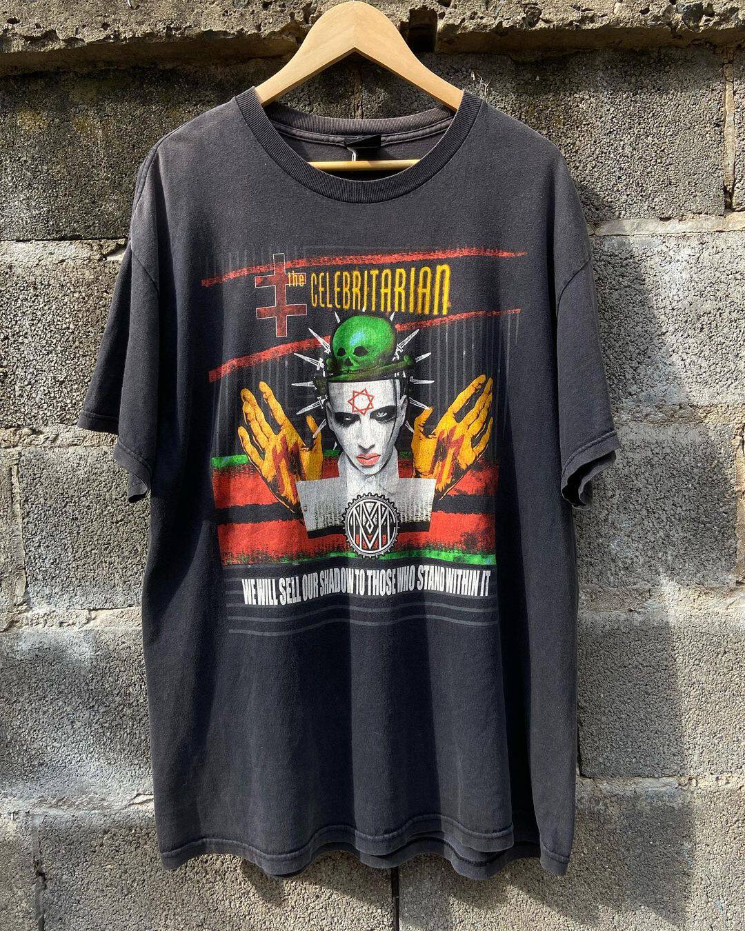 玛丽莲曼森 marilyn manson摇滚歌手复古90年代vintage另类短袖t