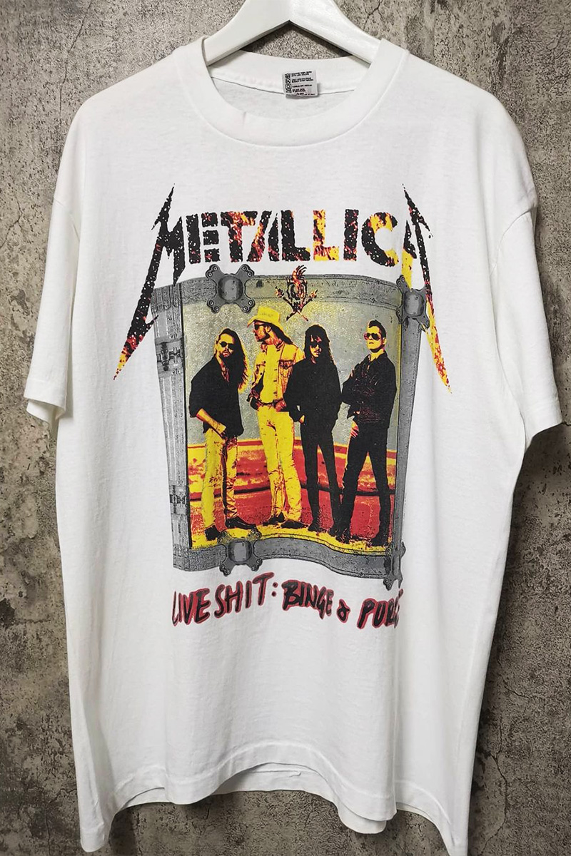 白色款！金属乐队Metallica1993专辑Live Shit Binge＆Purge短袖T