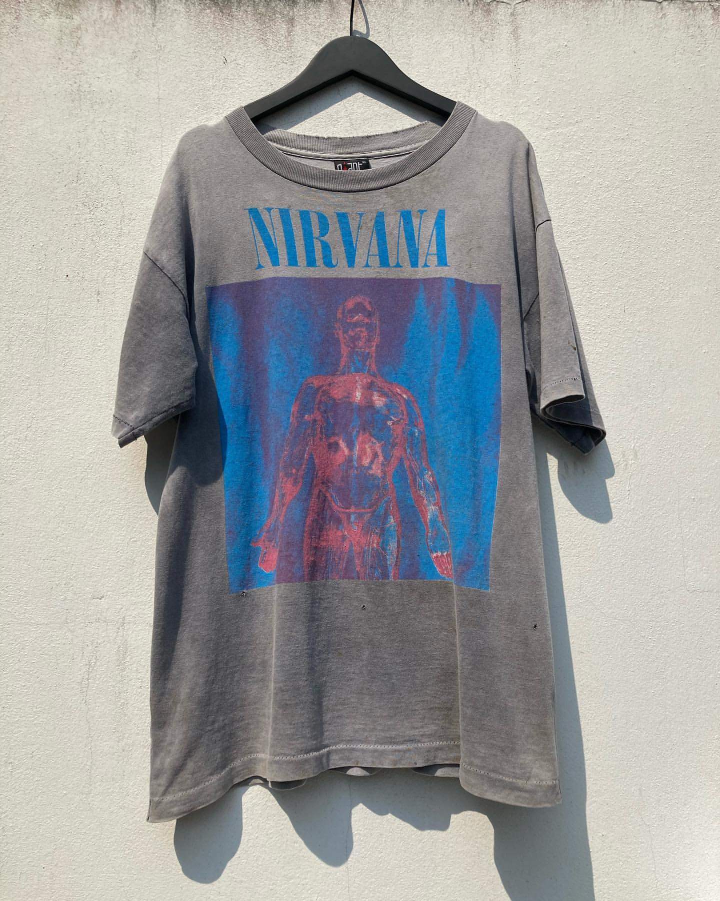 nirvana涅槃天使乐队短袖vintage水洗做旧破坏复古fog高街宽松t恤