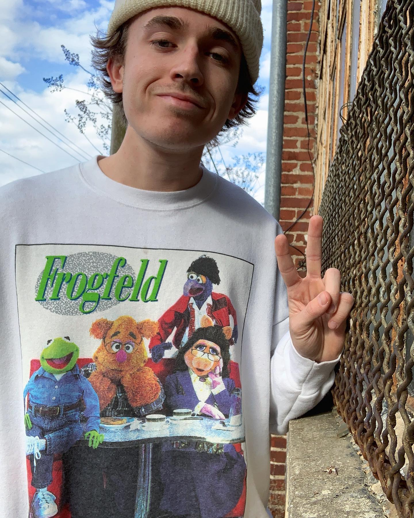 布偶戏仿日历！美式复古vintage阿美咔叽潮流穿搭重磅圆领卫衣