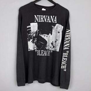 Nirvana涅槃乐队1988专辑Bleach美式复古做旧加大码水洗长袖T恤
