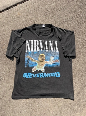涅槃乐队NIRVANA专辑RIPPLE OVERLAY纪念重磅高街嘻哈宽松短袖T恤