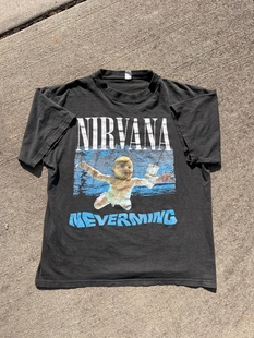 涅槃乐队NIRVANA专辑RIPPLE OVERLAY纪念重磅高街嘻哈宽松短袖T恤