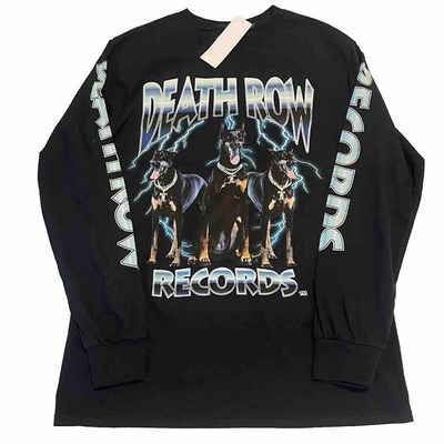 Death Row Records死囚唱片Doberman Dog专辑封面复古重磅长袖T恤