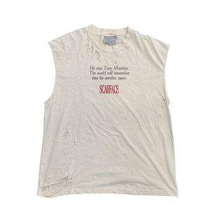 疤面煞星1983年动作电影高街反叛潮流背心街头无袖砍袖水洗做旧