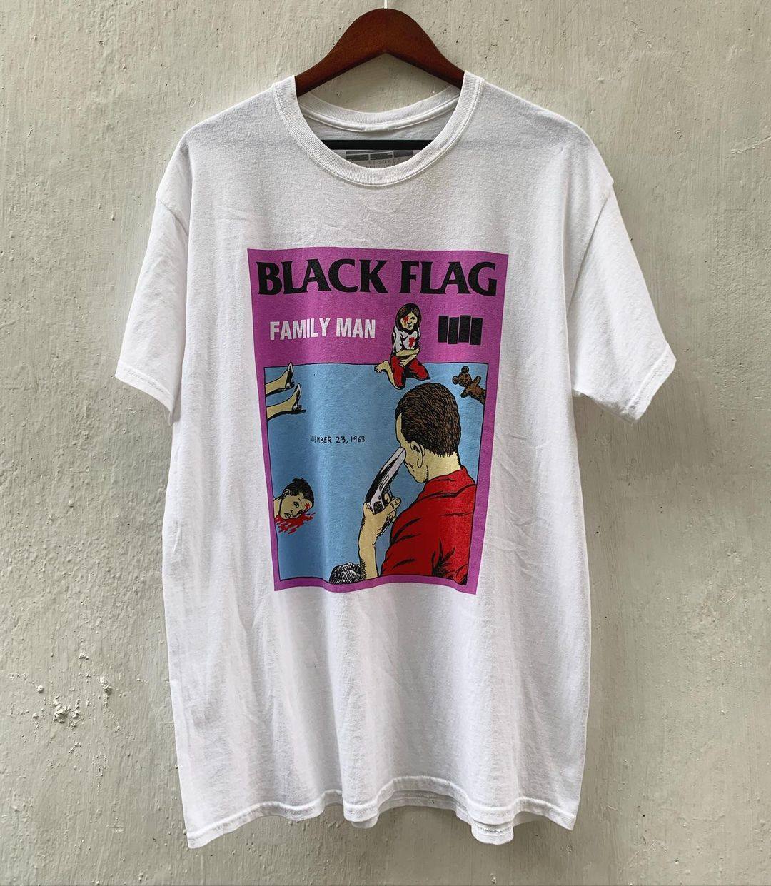 black flag黑旗乐队1984专辑歌曲family man短袖t恤