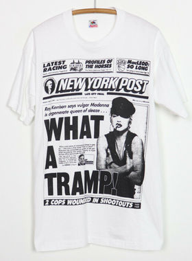 麦当娜90sWhat A Tramp纽约时报创意美式vibe风oversize嘻哈短袖T