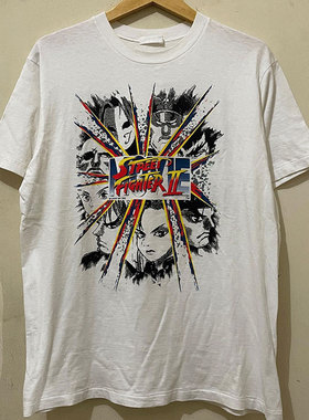 街头霸王2经典白色款！ CAPCOM1993 单针日本复古重磅短袖T恤