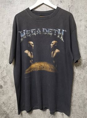 Megadeth 乐队！！！美式复古oversize西海岸潮流男女情侣短袖T恤