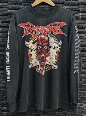Dismember  金属摇滚乐队巡回演唱会主题复古重磅长袖T恤长袖T恤