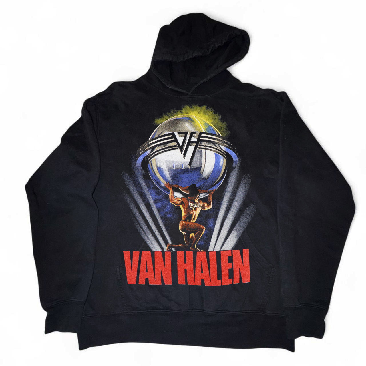 Van Halen范・海伦乐队美式摇滚vintage风重磅落肩宽松连帽卫衣