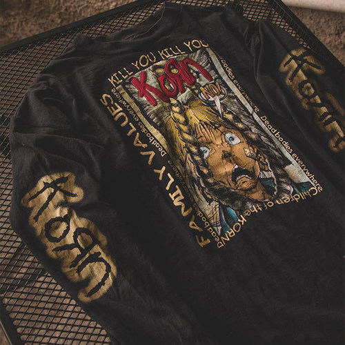 Korn 科恩摇滚乐队运动休闲高中生百搭宽松二次元哥特潮长袖T恤