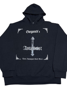 Gorgoroth高格罗斯乐队暗黑摇滚小众高街美式重磅独特金连帽卫衣