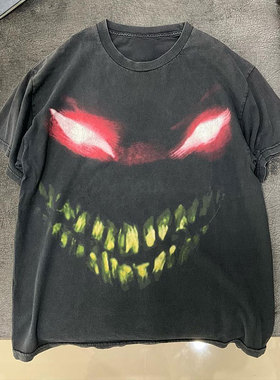 Statue Of God Smile Solo 'DISTURBED' Vintage暗黑百搭短袖T恤