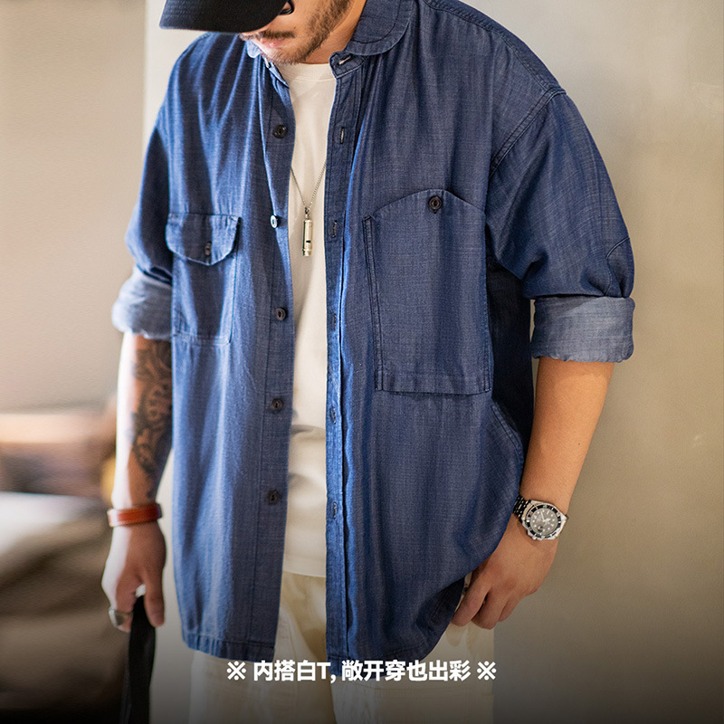 马登工装天丝牛仔衬衫CPO外套男