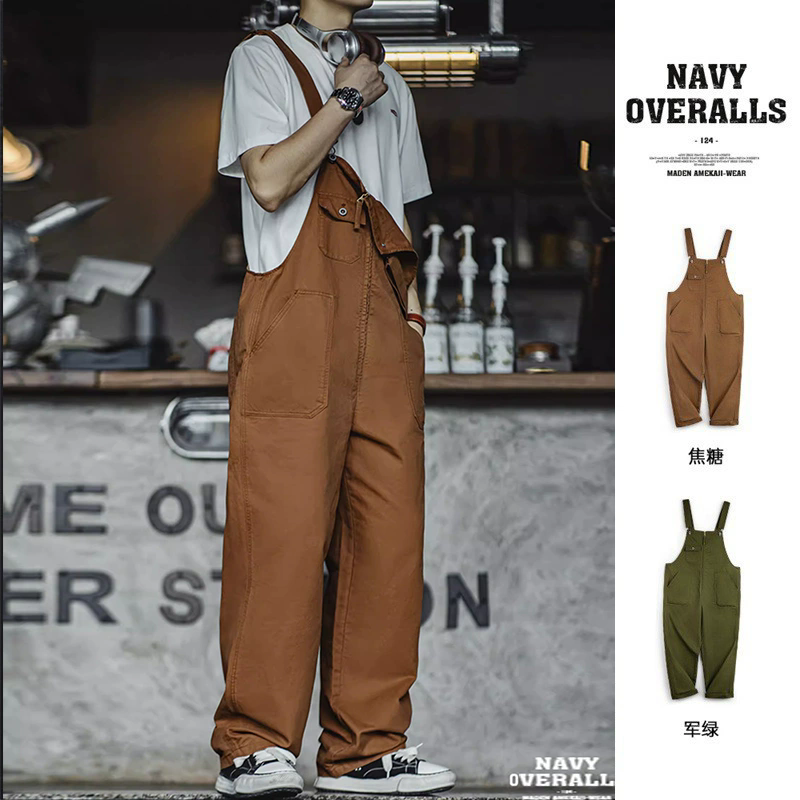 马登工装美式复古海军甲板背带裤男阿美咔叽吊带休闲直筒连体裤夏,男装,休闲裤,淘宝优惠券,粉丝福利购,淘宝优惠卷