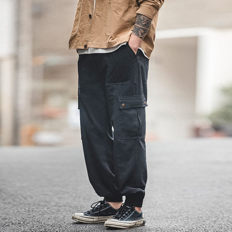 马登美式街头秋冬季缩口束脚裤男