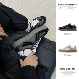 MRA男鞋改良德训鞋2025新款厚底运动休闲鞋复古百搭小黑鞋潮鞋子