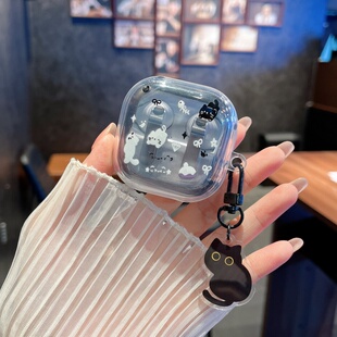 可爱黑白猫咪适用于三星Buds4Pro保护套三星Buds4耳机壳简约个性透明分体TPU软壳新款三星Buds4 / 4pro耳机套