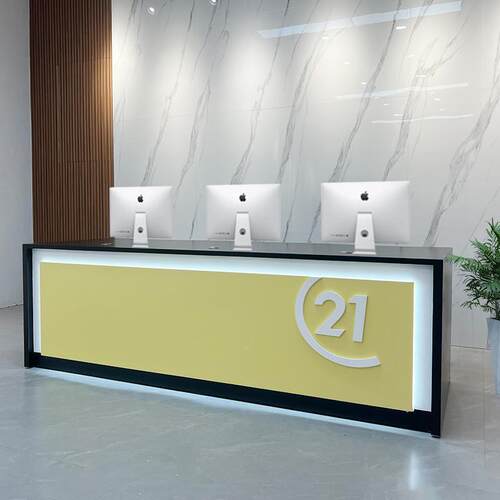 21世纪公司前台迎宾接待台简约现代收银台培训机构办公吧台桌定制