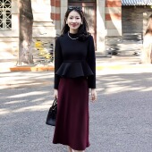 LadyJ 高定系列进口羊绒羊毛加厚软糯垂感斜裁优雅半身裙 流光