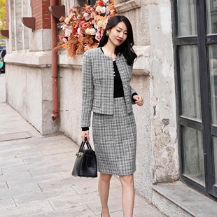 高定级羊毛气质进口粗花呢女小香外套半裙套装 LadyJ 冰岛极光