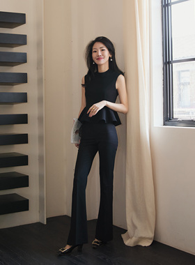 LadyJ-“气场的魔法”G*ADA御用原厂醋酸高腰微喇显瘦阔腿西装裤