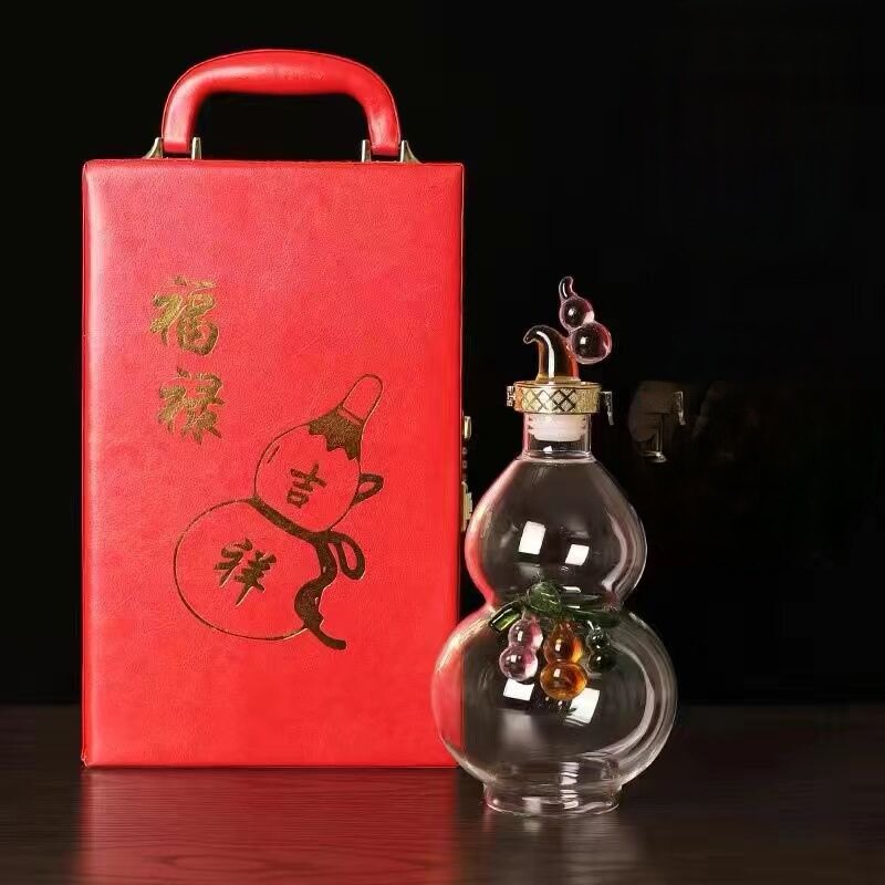 礼盒装泡酒瓶创意葫芦造型泡药酒密封加厚高硼硅透明泡酒玻璃瓶