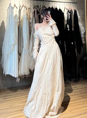 [一缺官方代理]simsim原创设计解构立裁连衣裙暗黑不对称露肩长裙