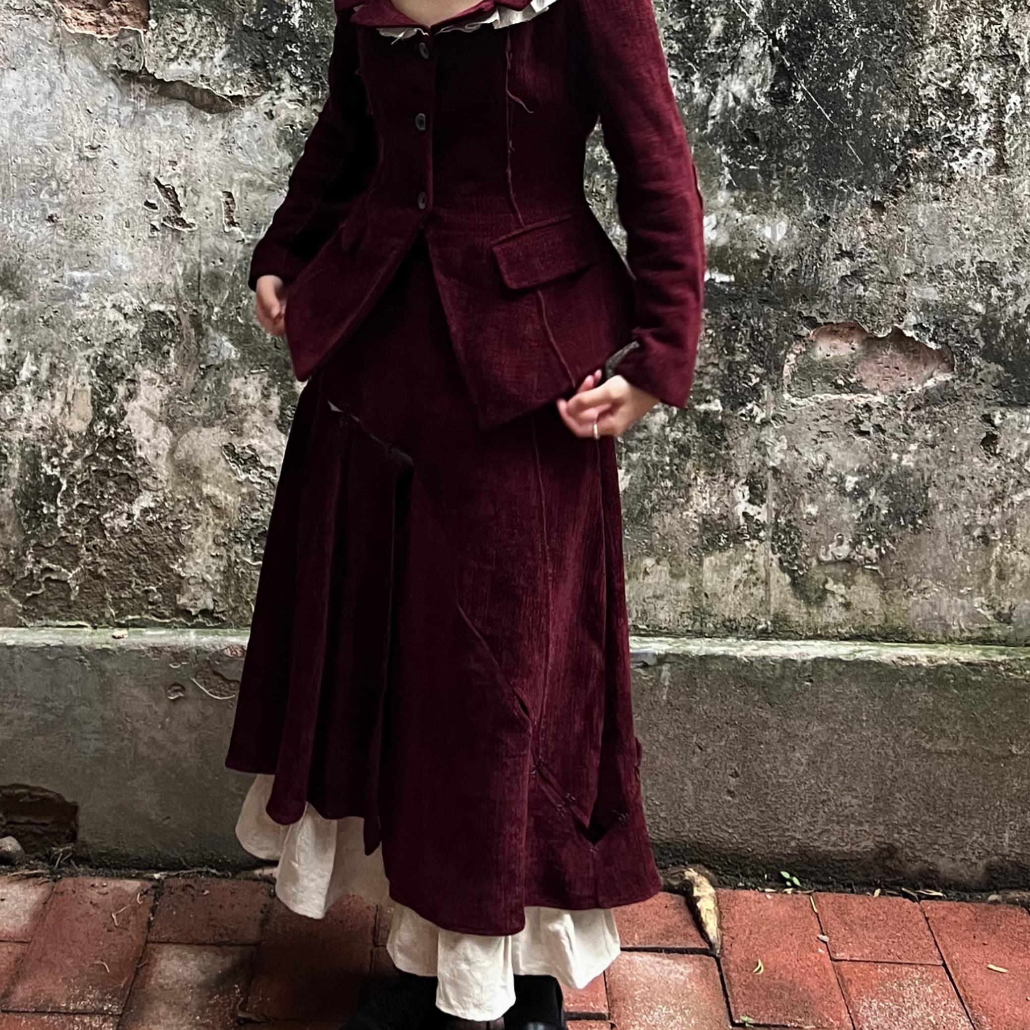 双层不规则剪裁设计娃娃蛋糕裙