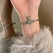 星球闪耀 满钻西太后土星锆石手镯女轻奢小众精致高级感开口手饰