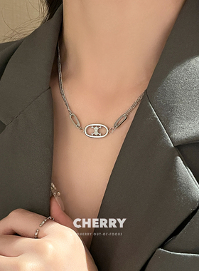 法式凯旋门猪鼻子钛钢项链