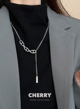 钛钢不掉色猪鼻子流苏项链