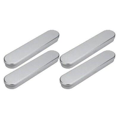 4 Pcs Tinplate Stationery Box Durable Silver Smooth Design