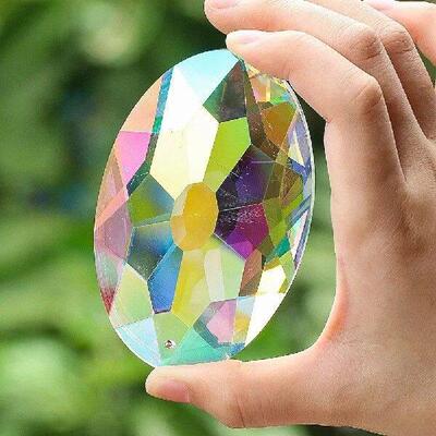 AB Color Sparkling Oval Crystal Charm Hanging Windows
