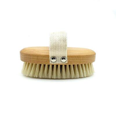 Beech Wood Bath Brush Handleless Solid Wood Boar Bristles Bo