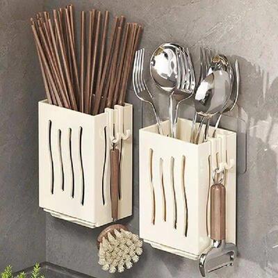 Wall Mounted Spoon And Fork Holder Kitchen Utensil Storage