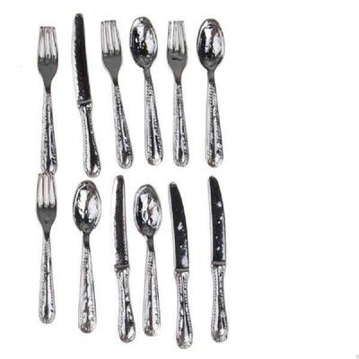 12PCS Metal Dollhouse Furniture 1:12 Scale Doll Accessory