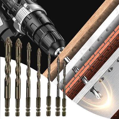 7Pcs Four-Flute Sawtooth Eccentric Drill Bit Hexagonal